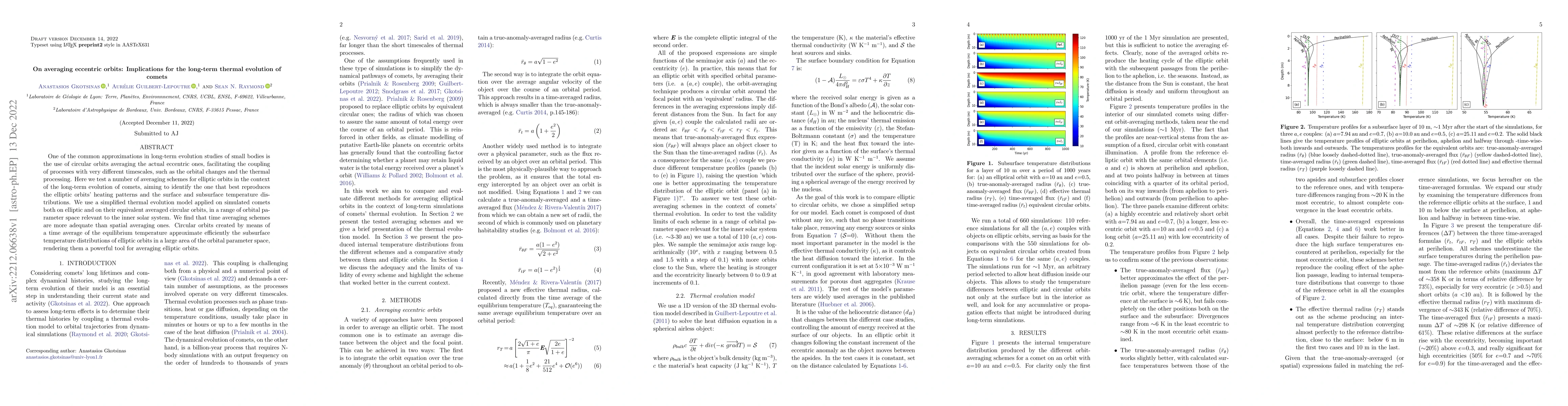 Thumbnail for On averaging eccentric orbits: Implications for the long-term thermal
  evolution of comets
