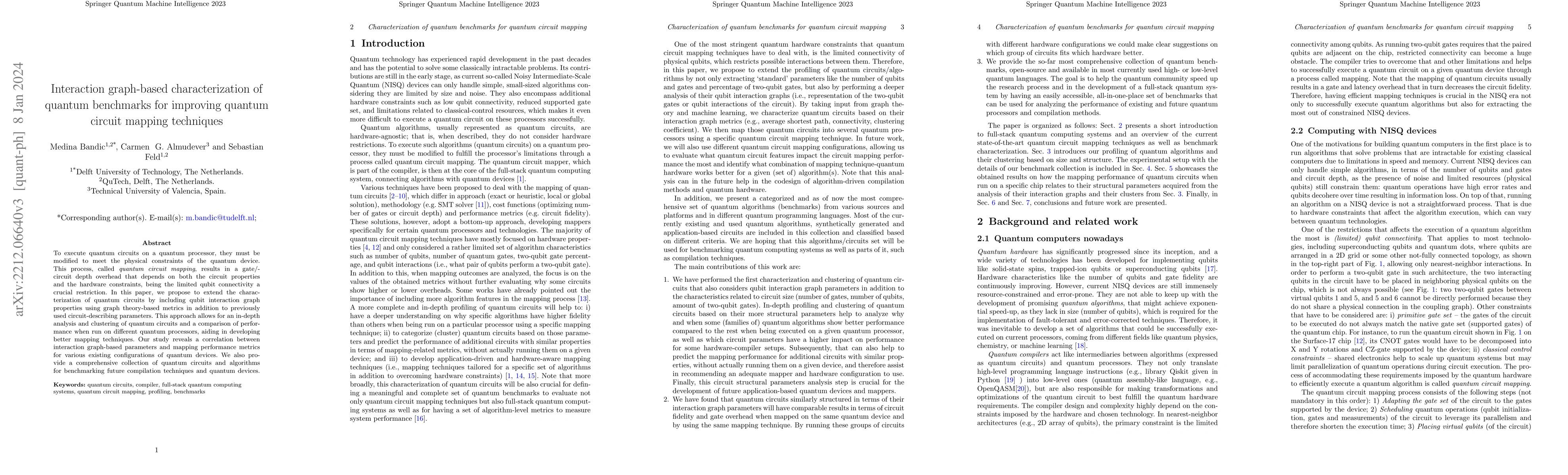 Thumbnail for Interaction graph-based characterization of quantum benchmarks for
  improving quantum circuit mapping techniques