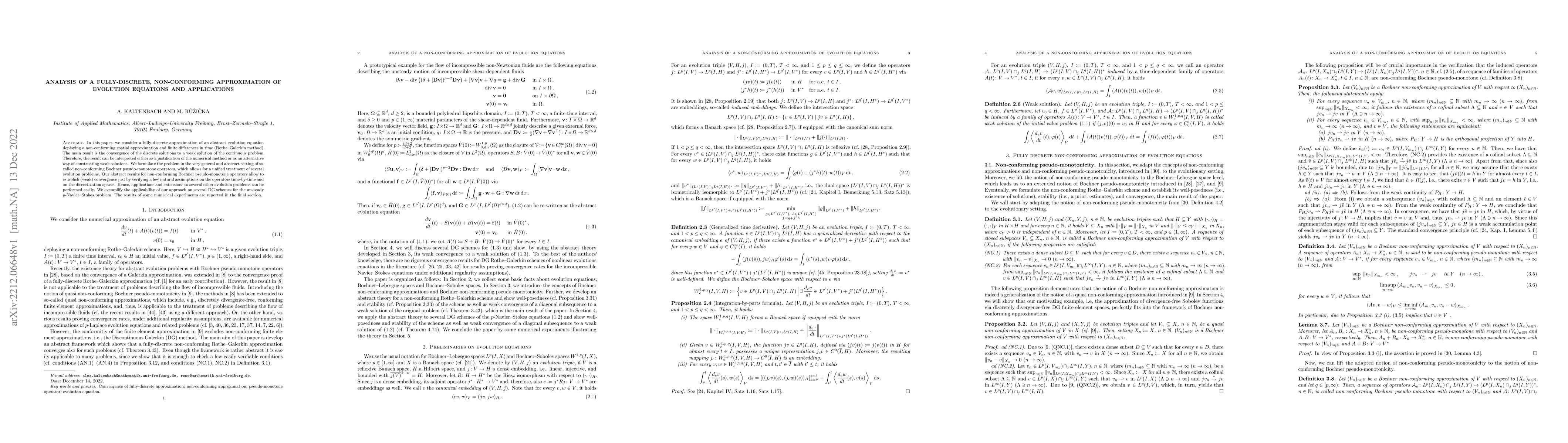 Thumbnail for Analysis of a fully-discrete, non-conforming approximation of evolution
  equations and applications