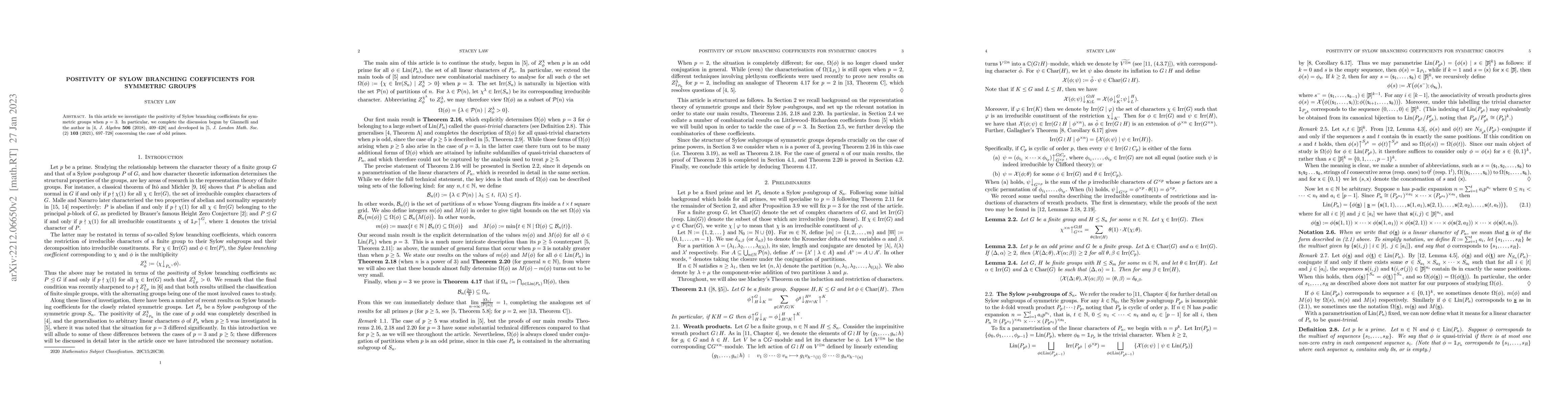 Thumbnail for Positivity of Sylow branching coefficients of symmetric groups