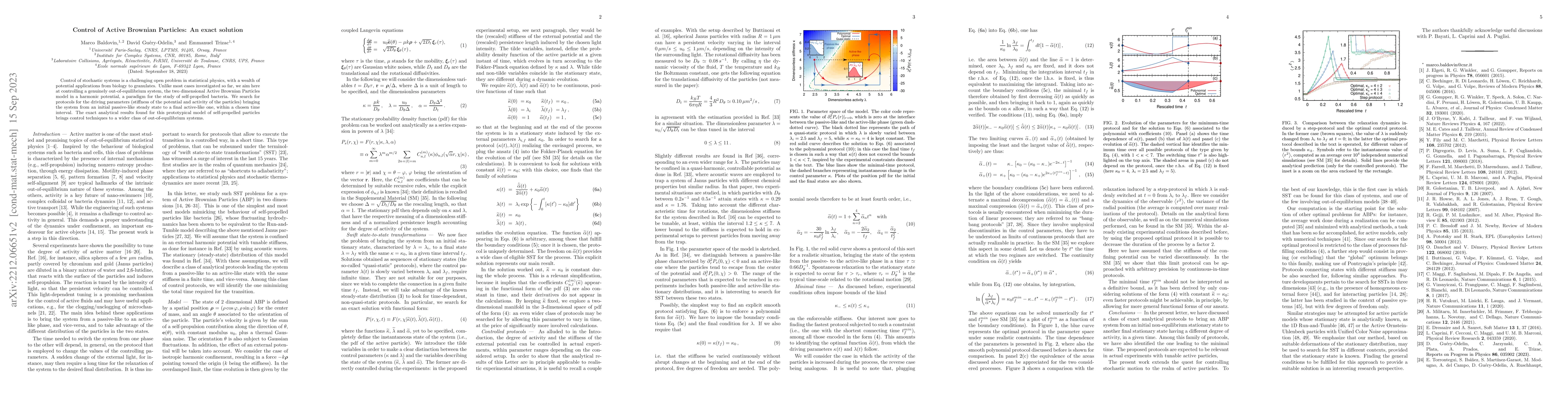Thumbnail for Control of Active Brownian Particles: An exact solution