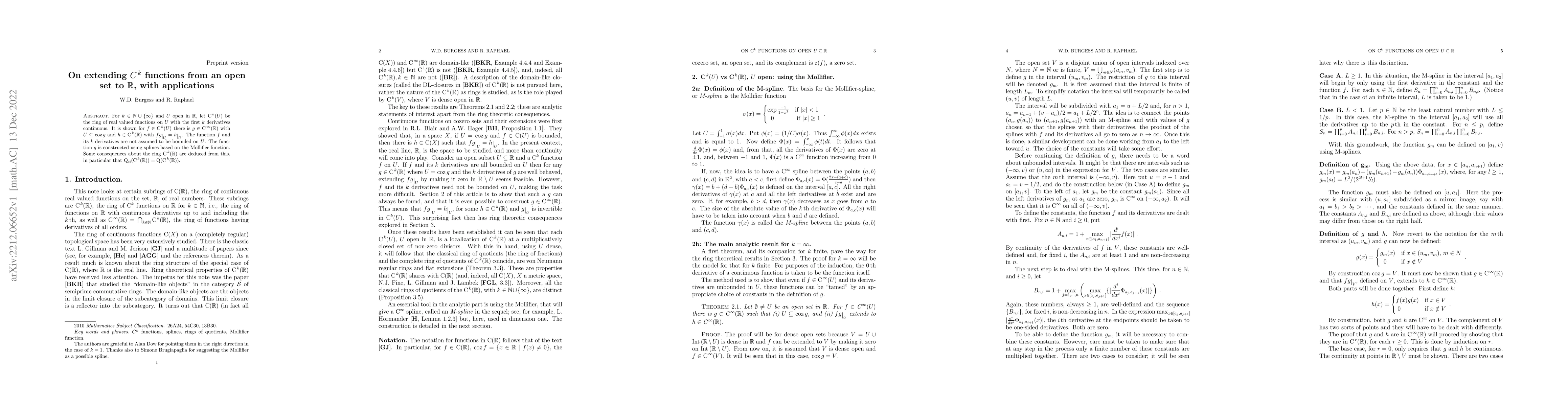 Thumbnail for On extending C^k functions from an open set to R, with applications
