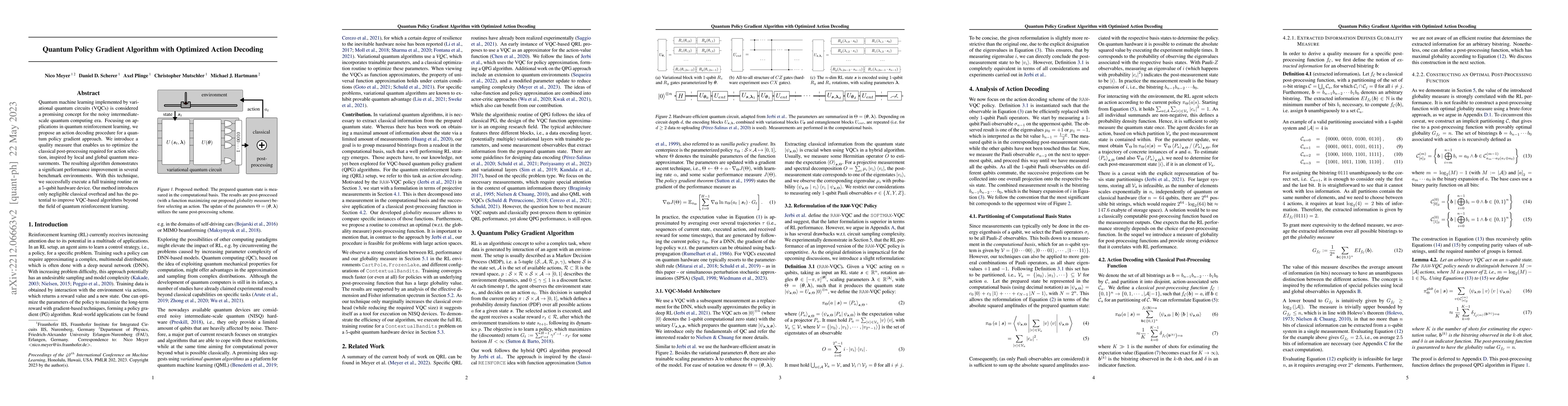 Thumbnail for Quantum Policy Gradient Algorithm with Optimized Action Decoding