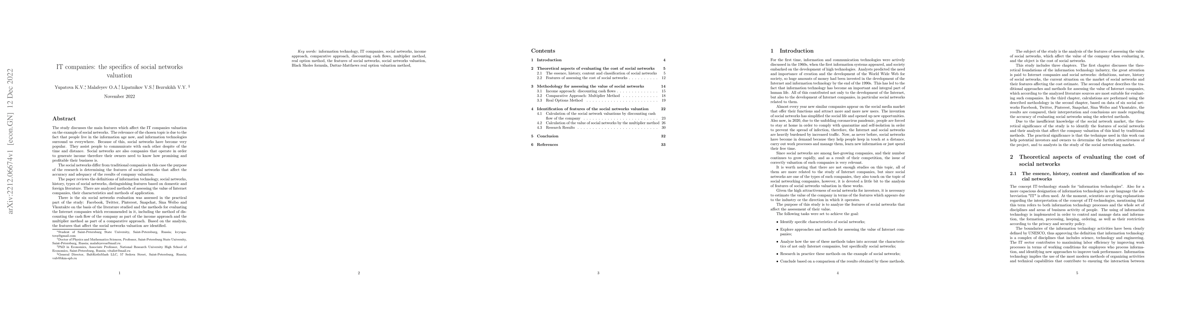 Thumbnail for IT companies: the specifics of social networks valuation