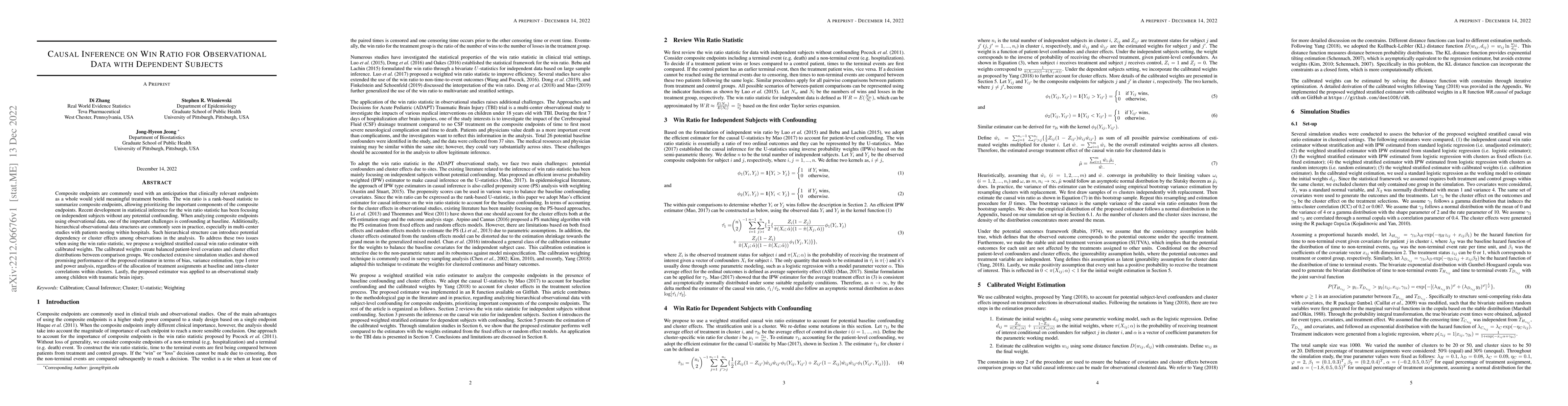 Thumbnail for Causal Inference on Win Ratio for Observational Data with Dependent
  Subjects