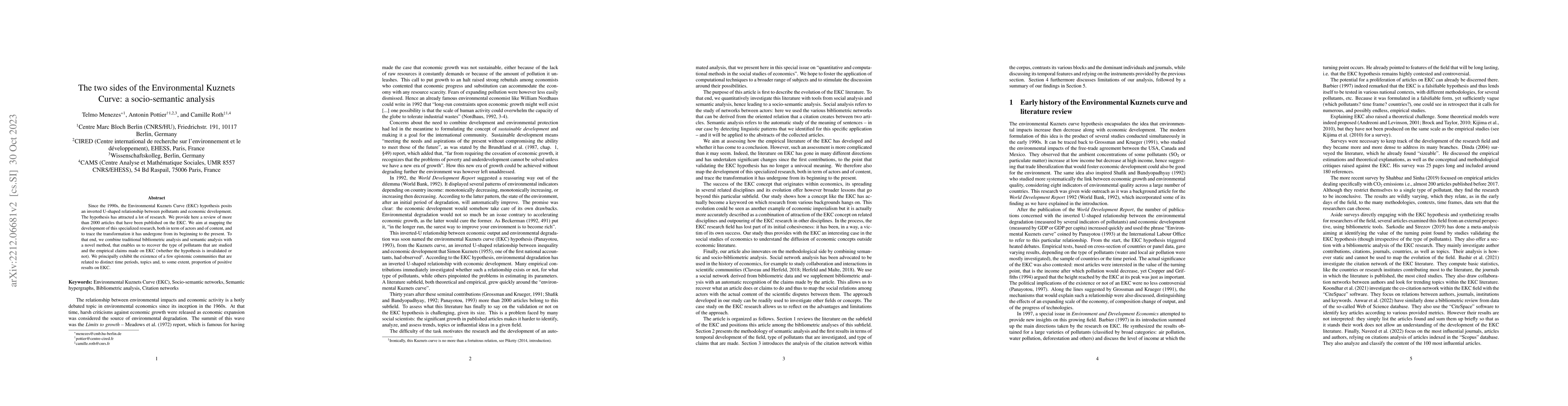 Thumbnail for The two sides of the Environmental Kuznets Curve: a socio-semantic
  analysis