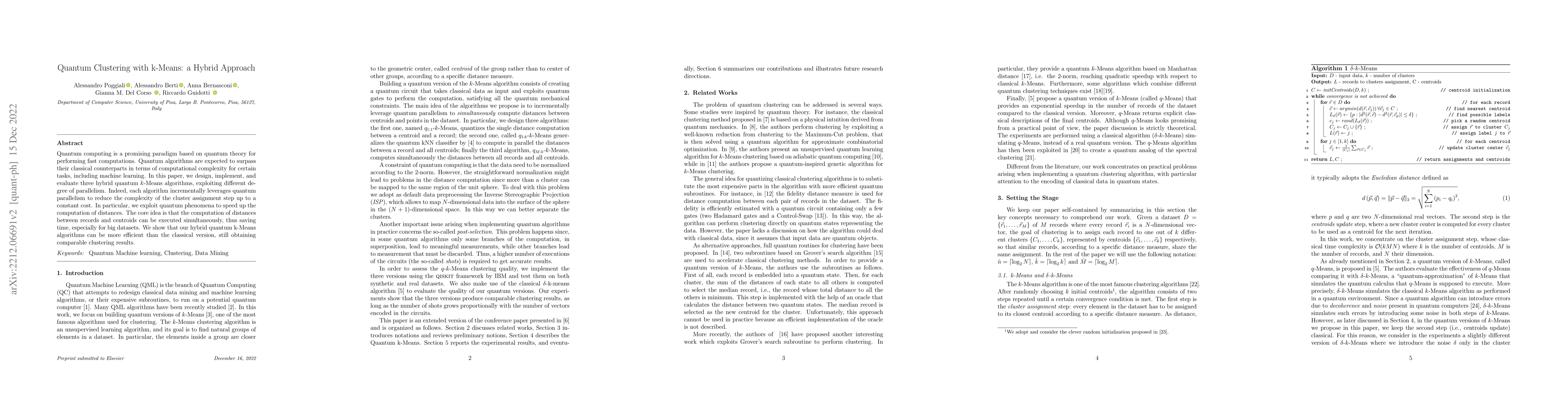 Thumbnail for Quantum Clustering with k-Means: a Hybrid Approach