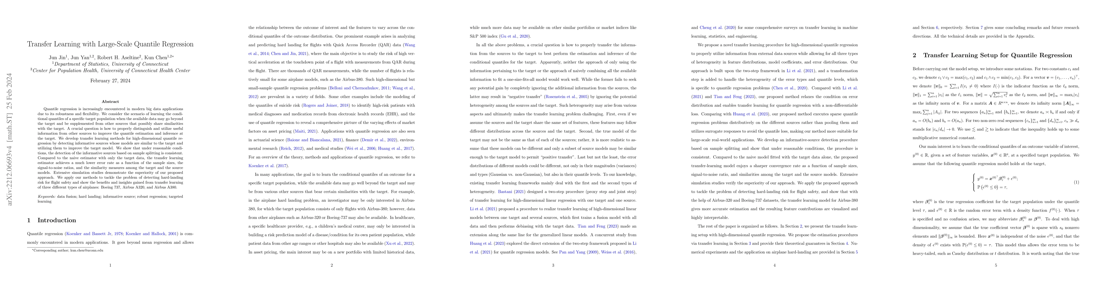 Thumbnail for Transfer Learning with Large-Scale Quantile Regression