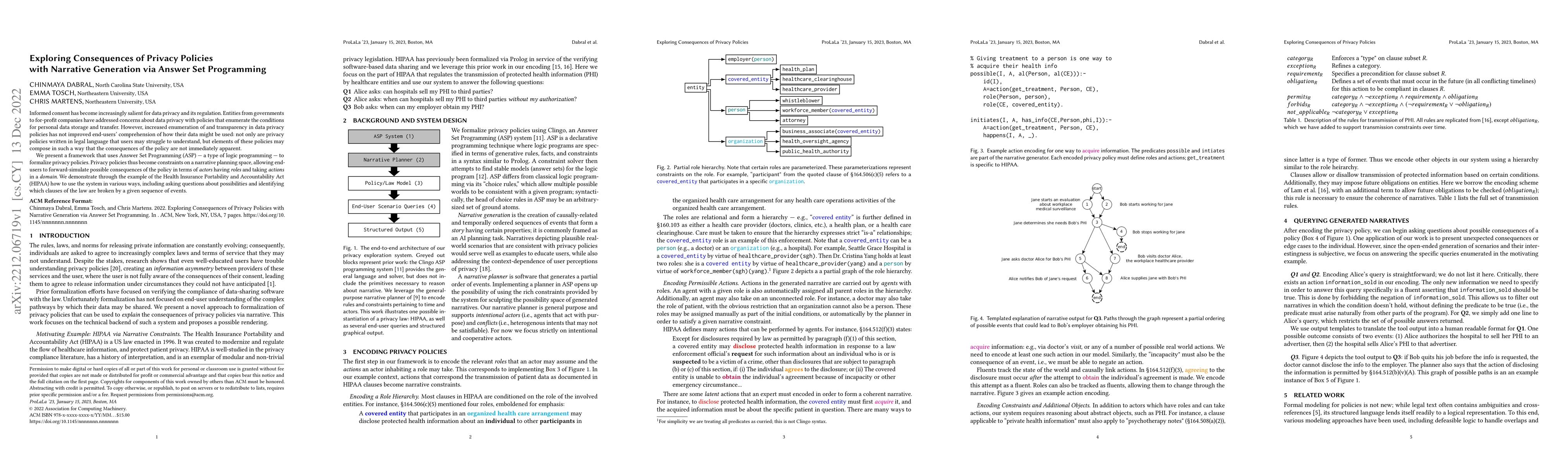 Thumbnail for Exploring Consequences of Privacy Policies with Narrative Generation via
  Answer Set Programming