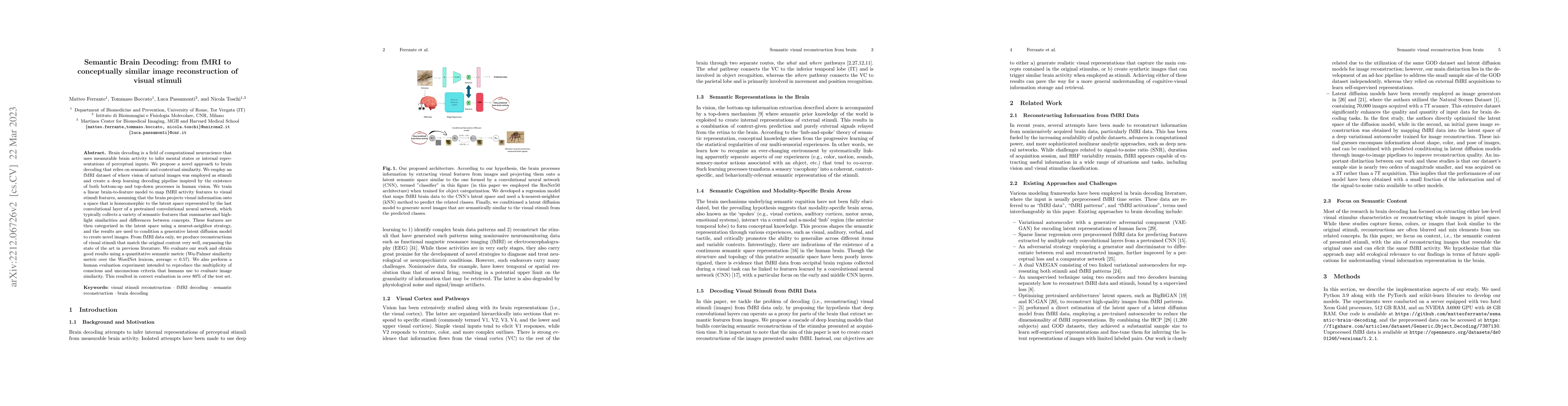 Thumbnail for Semantic Brain Decoding: from fMRI to conceptually similar image
  reconstruction of visual stimuli