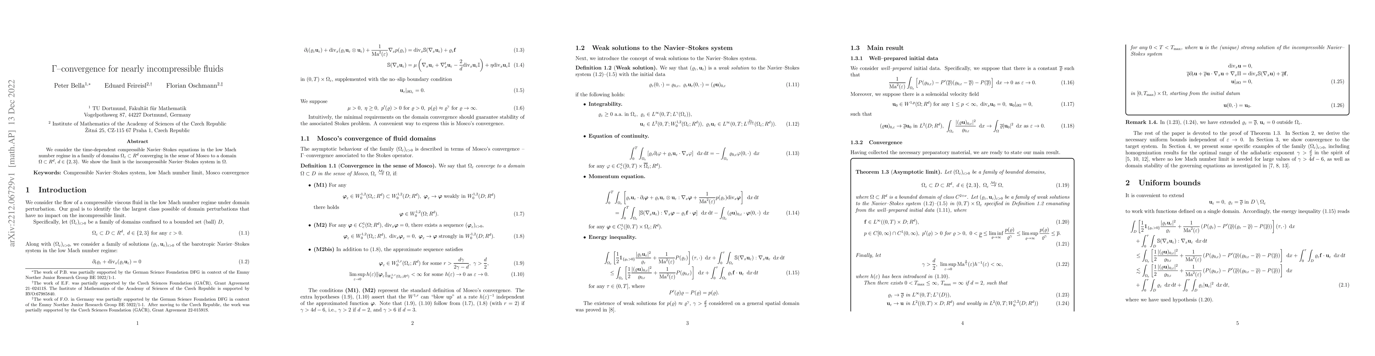 Thumbnail for $\Gamma$-convergence for nearly incompressible fluids