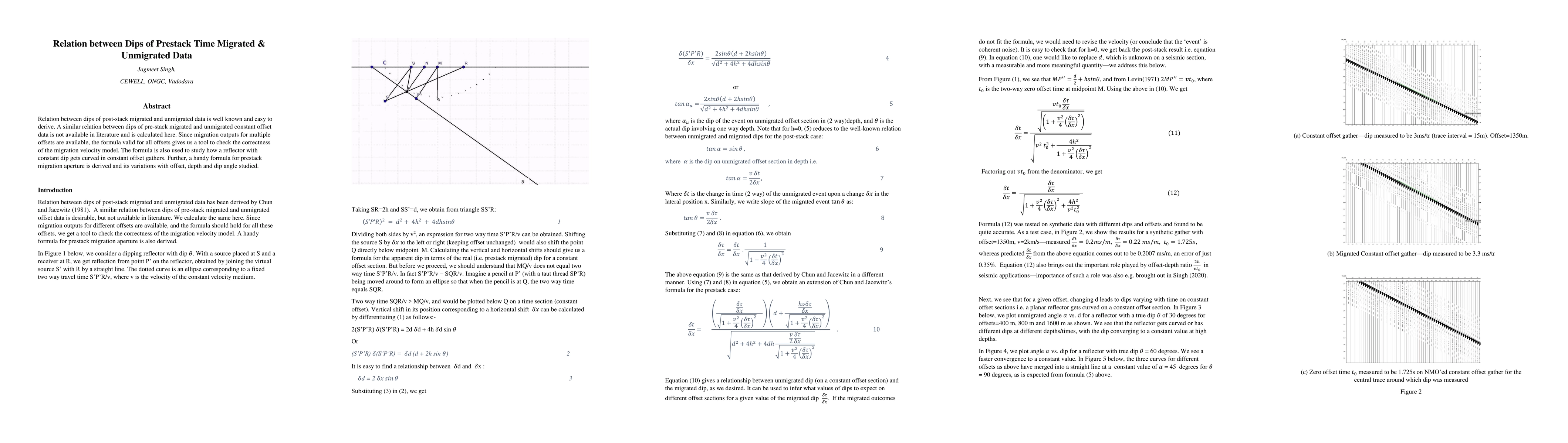 Thumbnail for Relation between Dips of Prestack Time Migrated & Unmigrated Data