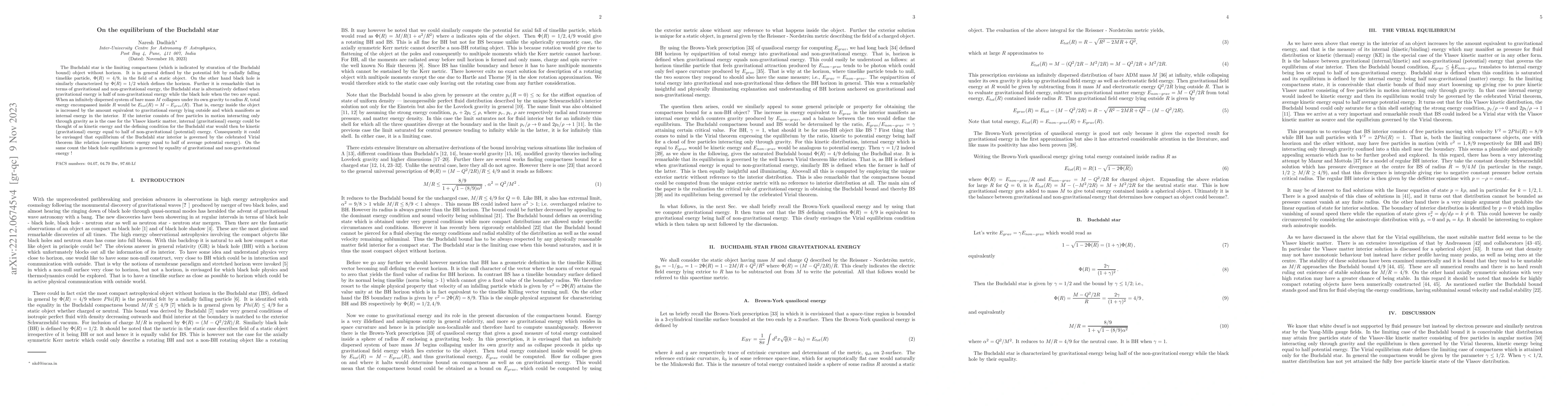 Thumbnail for On the equilibrium of the Buchdahl star