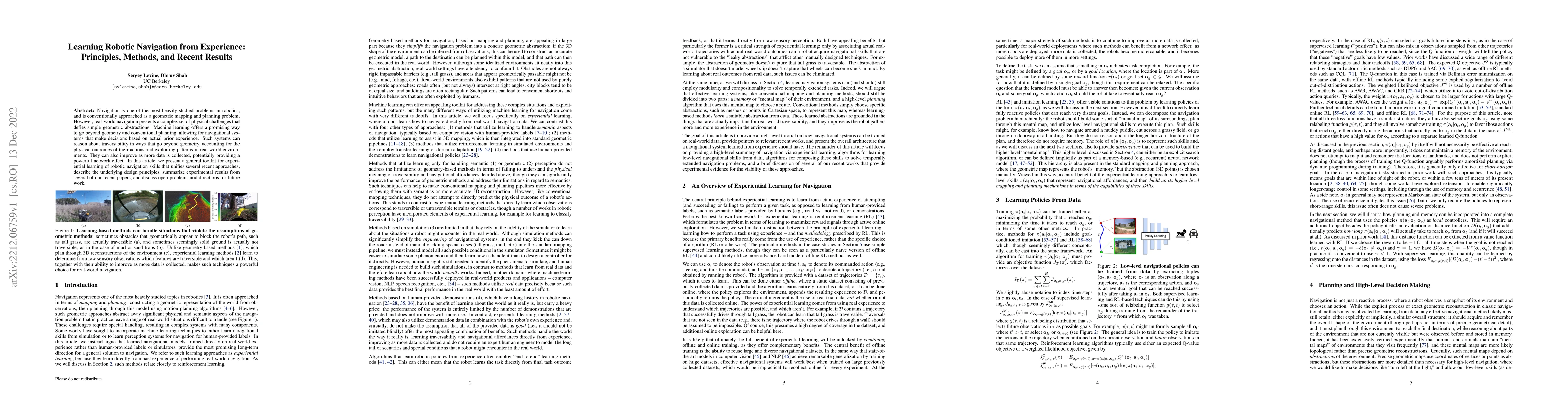 Thumbnail for Learning Robotic Navigation from Experience: Principles, Methods, and
  Recent Results