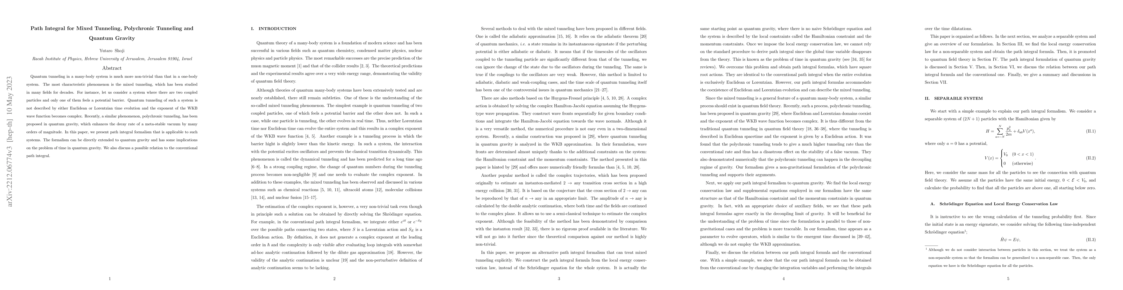 Thumbnail for Path Integral for Mixed Tunneling, Polychronic Tunneling and Quantum
  Gravity