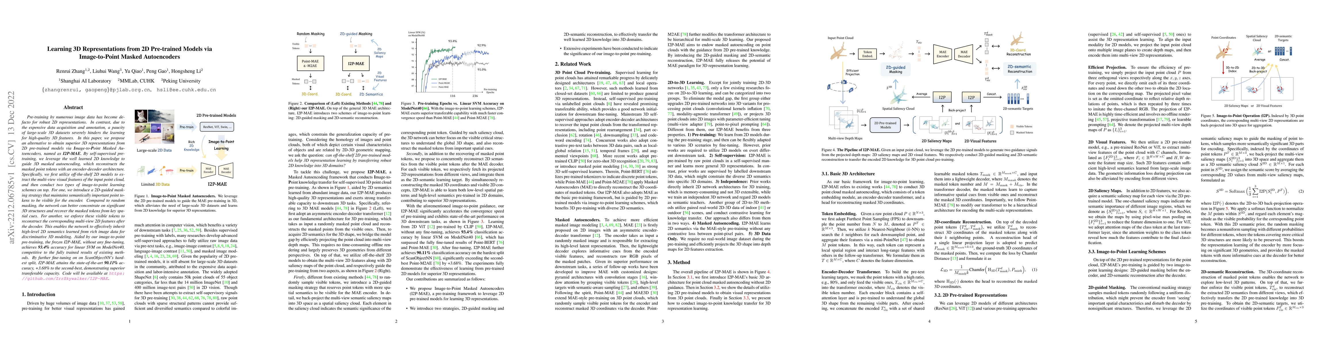 Thumbnail for Learning 3D Representations from 2D Pre-trained Models via
  Image-to-Point Masked Autoencoders