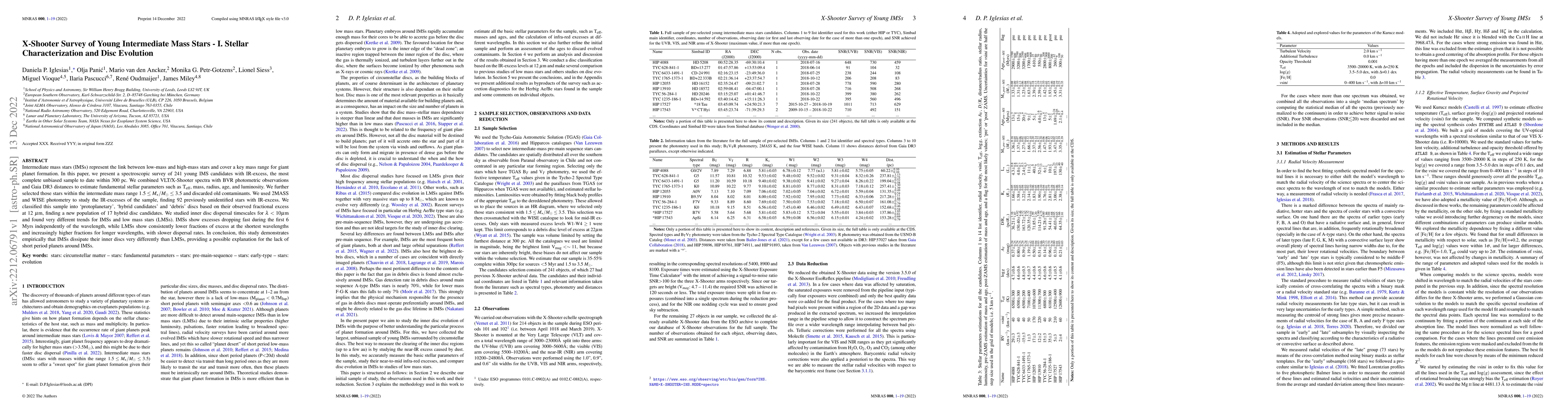 Thumbnail for X-Shooter Survey of Young Intermediate Mass Stars -- I. Stellar
  Characterization and Disc Evolution