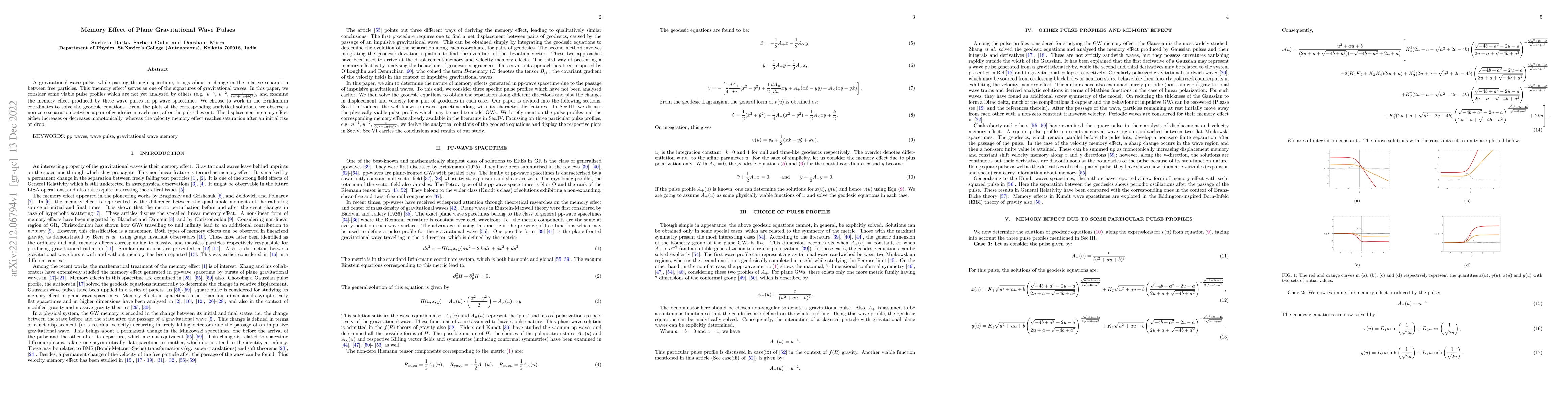 Thumbnail for Memory Effect of Plane Gravitational Wave Pulses