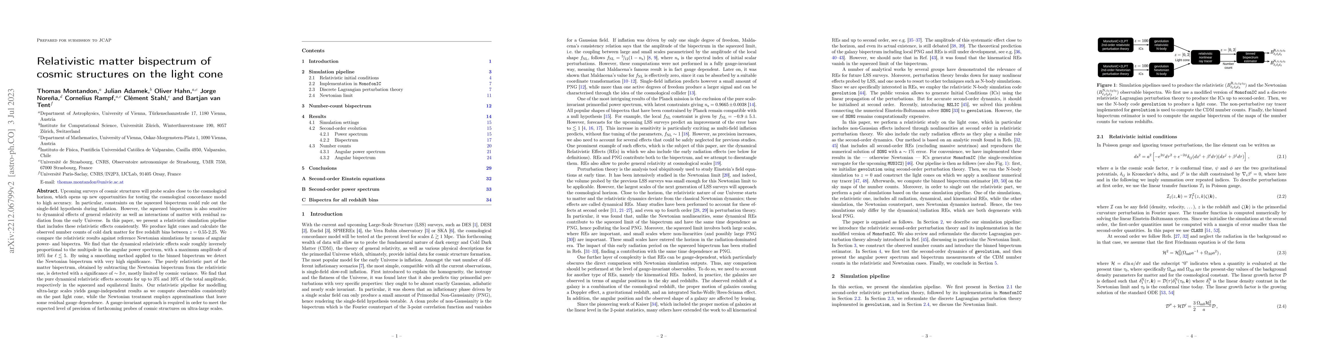 Thumbnail for Relativistic matter bispectrum of cosmic structures on the light cone