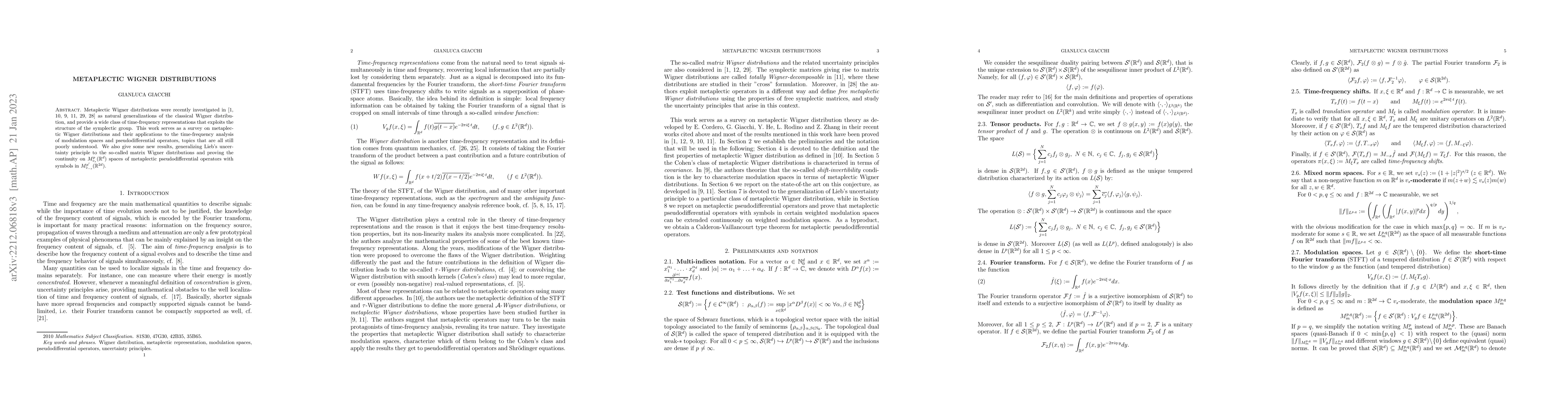 Thumbnail for Metaplectic Wigner distributions