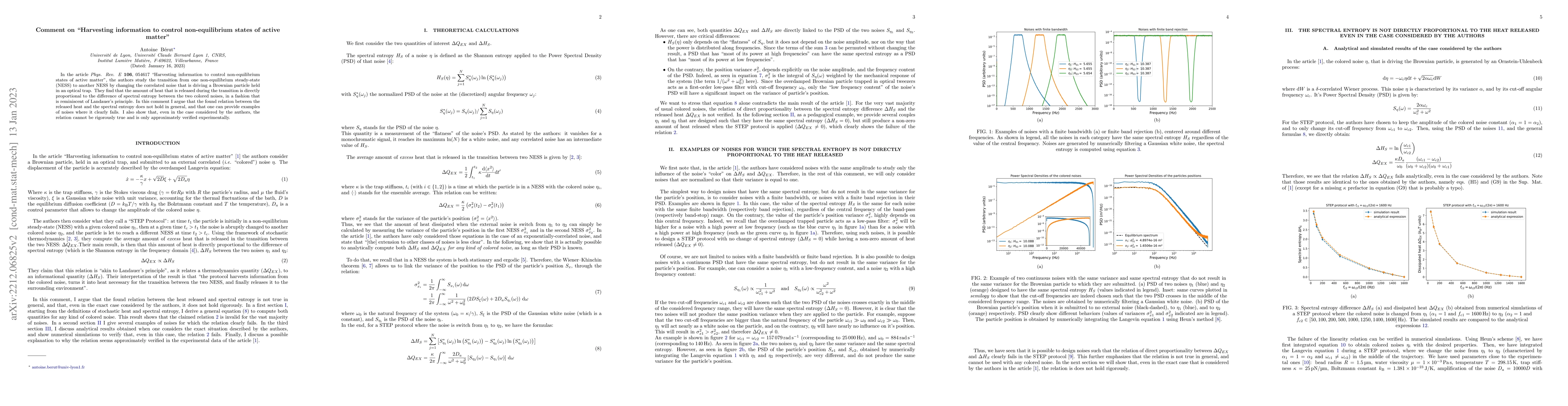 Thumbnail for Comment on "Harvesting information to control non-equilibrium states of
  active matter"