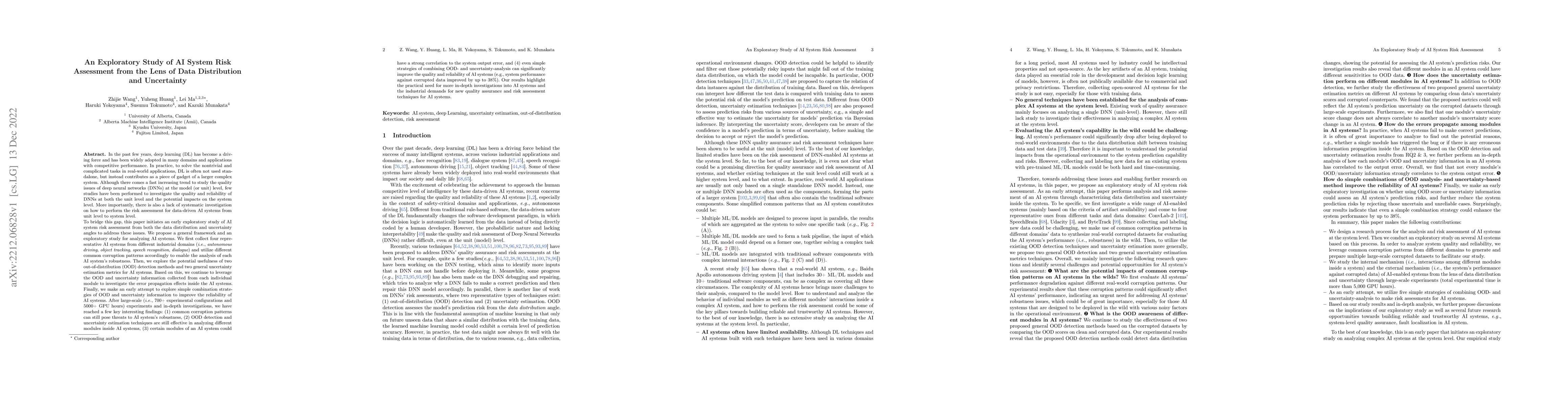 Thumbnail for An Exploratory Study of AI System Risk Assessment from the Lens of Data
  Distribution and Uncertainty
