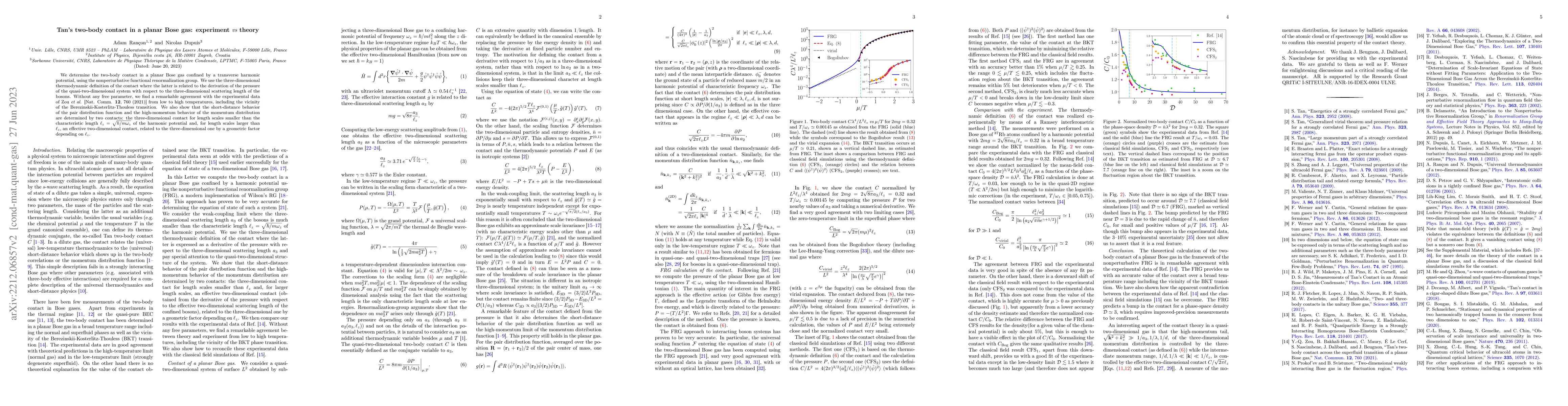 Thumbnail for Tan's two-body contact in a planar Bose gas: experiment vs theory