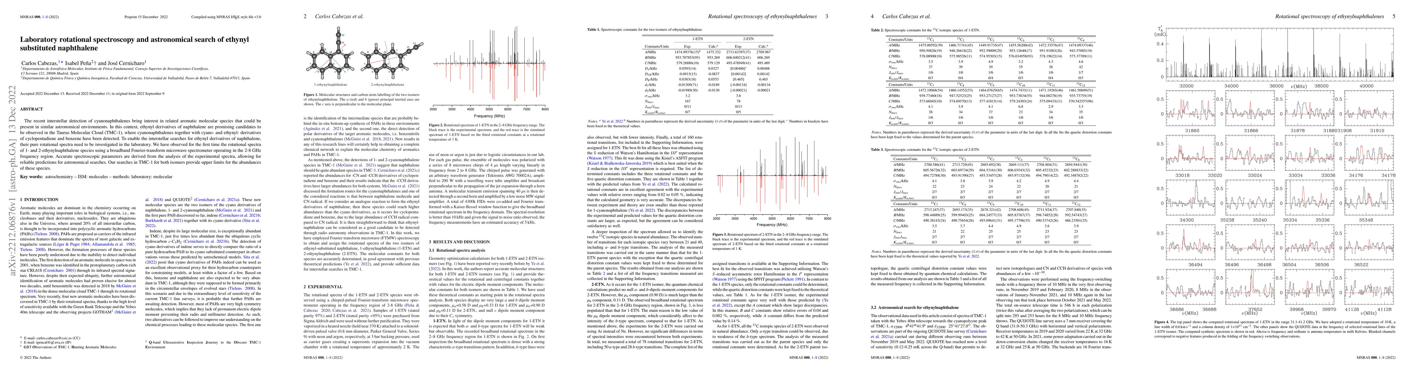 Thumbnail for Laboratory rotational spectroscopy and astronomical search of ethynyl
  substituted naphthalene