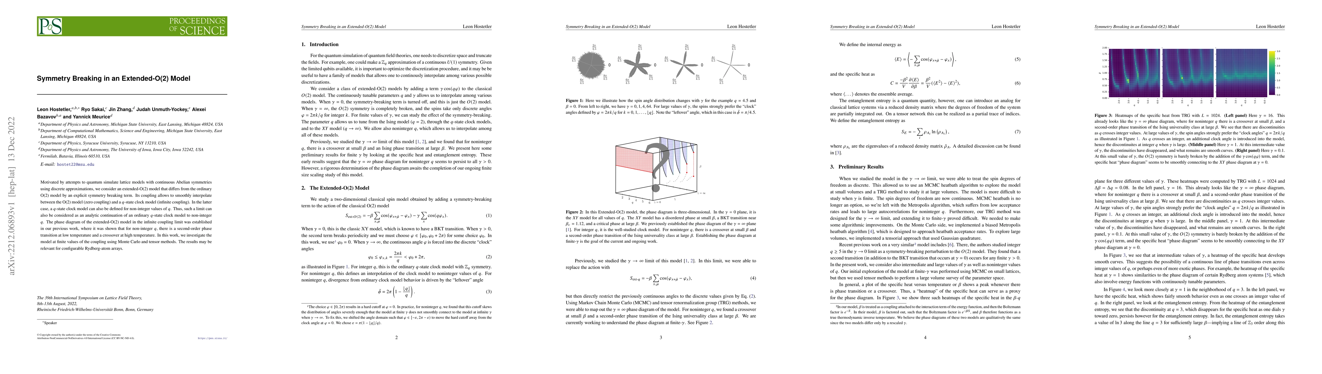 Thumbnail for Symmetry Breaking in an Extended-O(2) Model