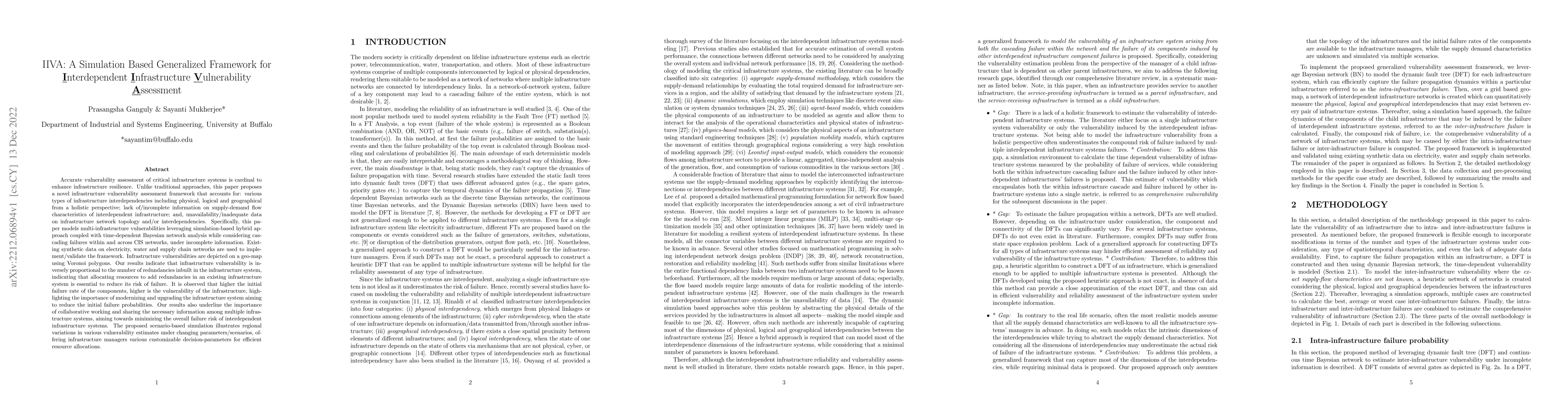 Thumbnail for IIVA: A Simulation Based Generalized Framework for Interdependent
  Infrastructure Vulnerability Assessment