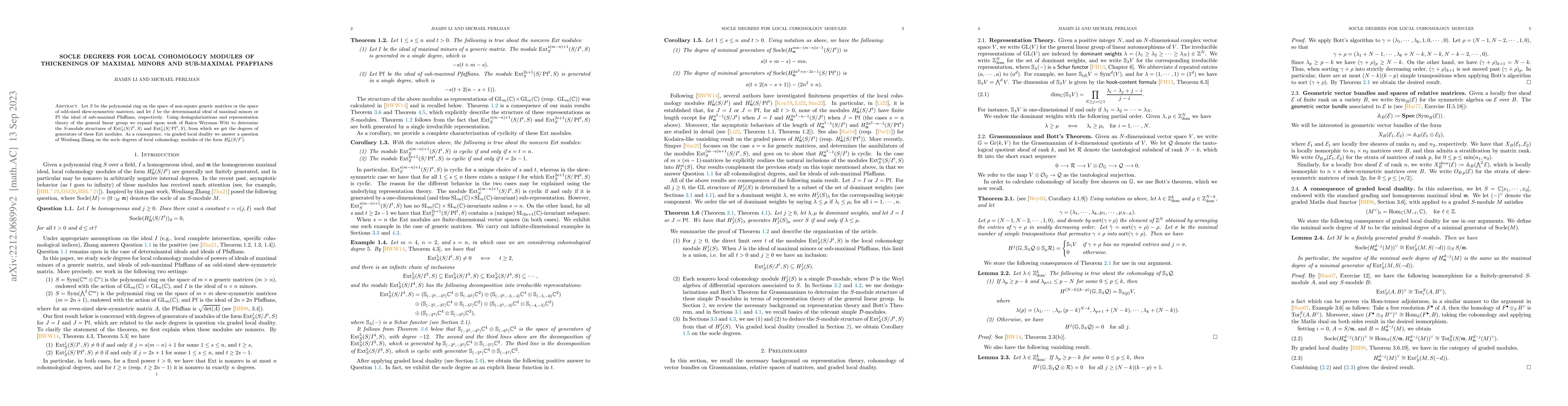 Thumbnail for Socle degrees for local cohomology modules of thickenings of maximal
  minors and sub-maximal Pfaffians