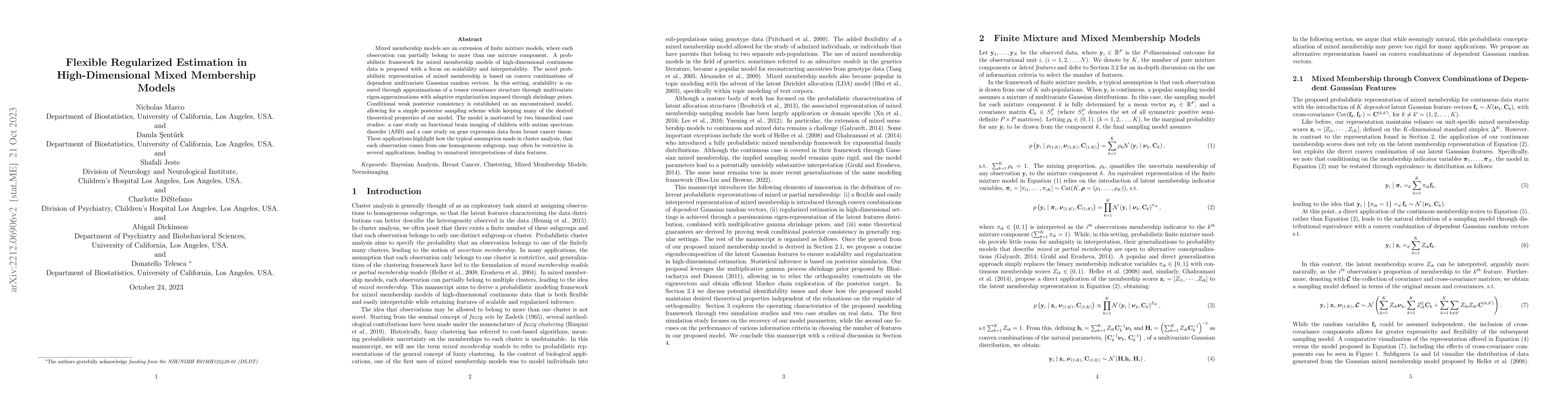 Thumbnail for Flexible Regularized Estimation in High-Dimensional Mixed Membership
  Models