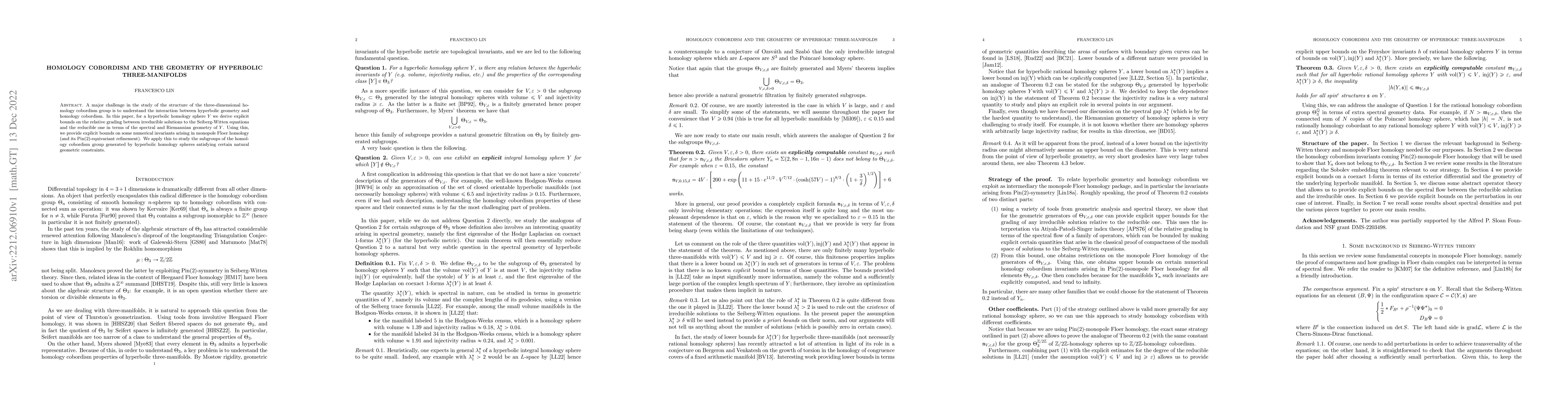 Thumbnail for Homology cobordism and the geometry of hyperbolic three-manifolds