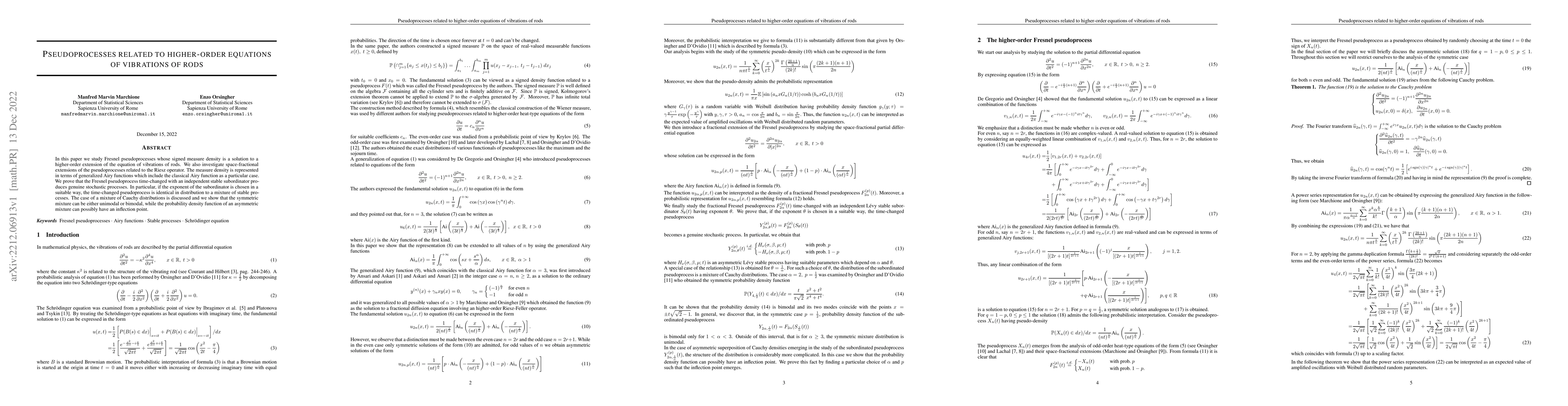 Thumbnail for Pseudoprocesses related to higher-order equations of vibrations of rods
