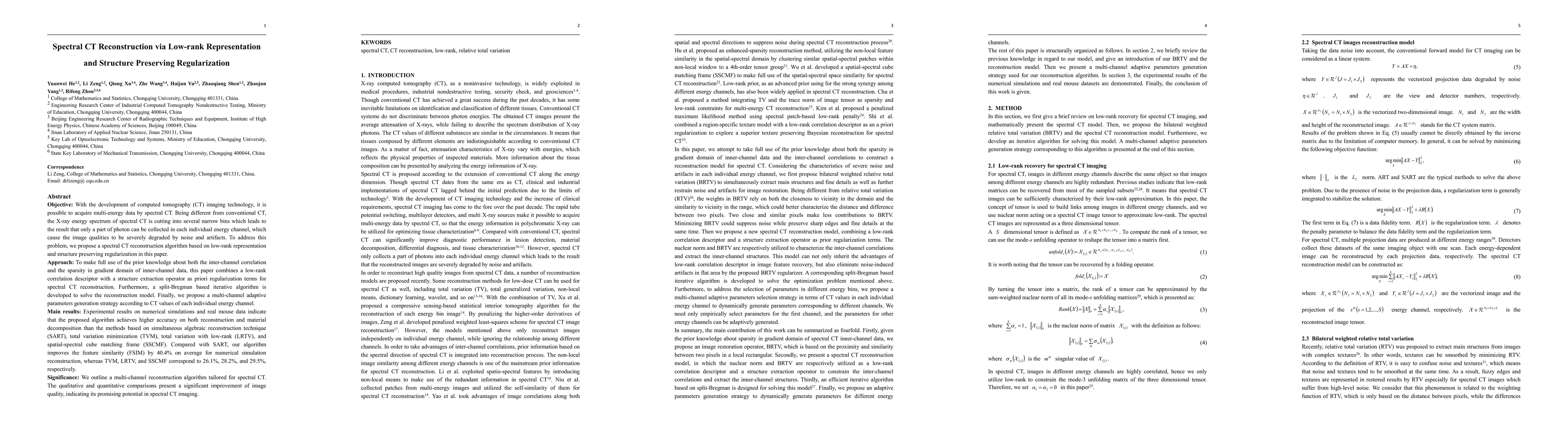 Thumbnail for Spectral CT Reconstruction via Low-rank Representation and Structure
  Preserving Regularization