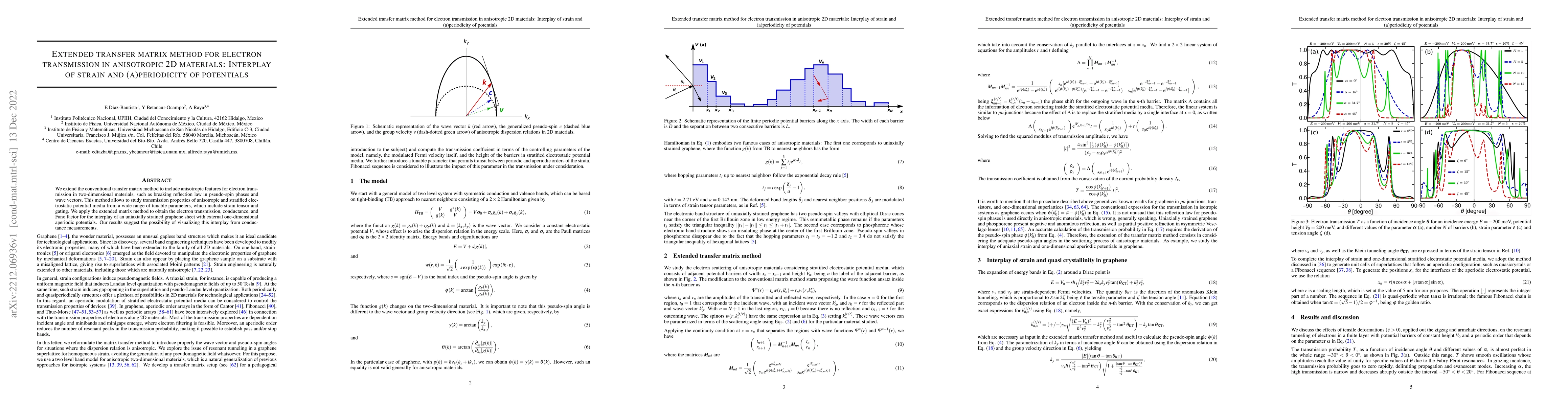 Thumbnail for Extended transfer matrix method for electron transmission in anisotropic
  2D materials: Interplay of strain and (a)periodicity of potentials