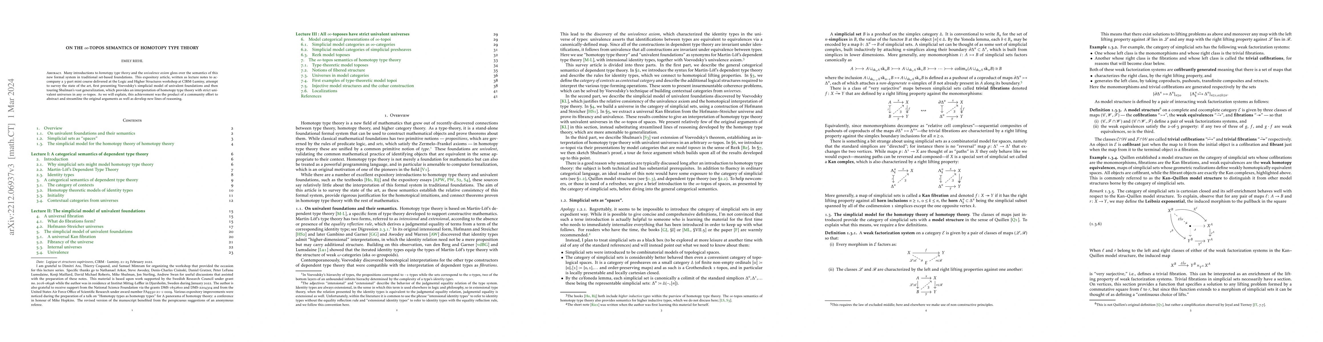 Thumbnail for On the $\infty$-topos semantics of homotopy type theory