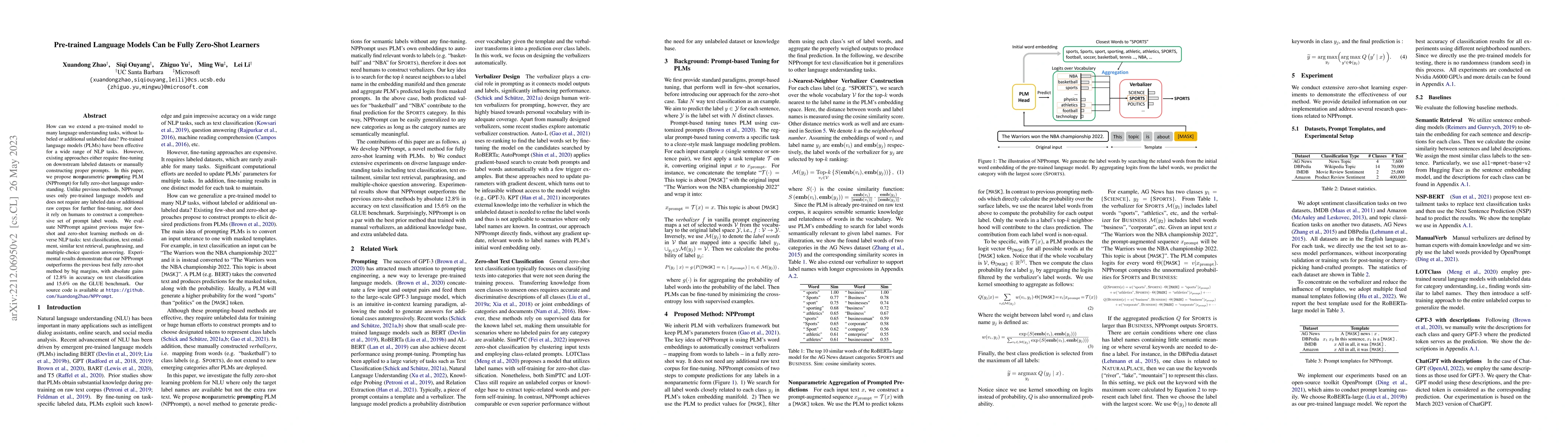 Thumbnail for Pre-trained Language Models Can be Fully Zero-Shot Learners