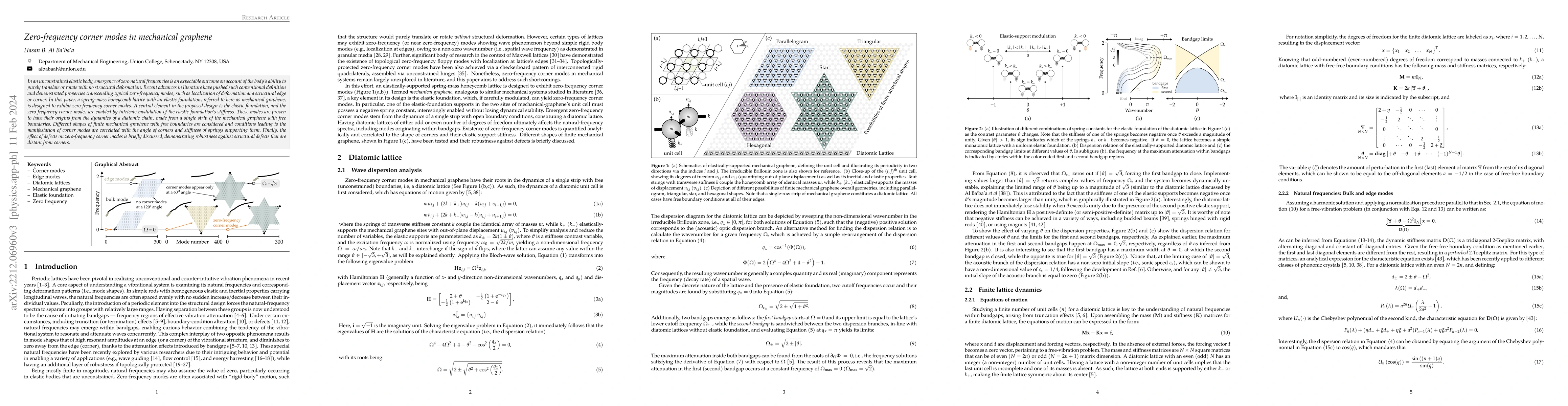 Thumbnail for Zero-frequency corner modes in mechanical graphene