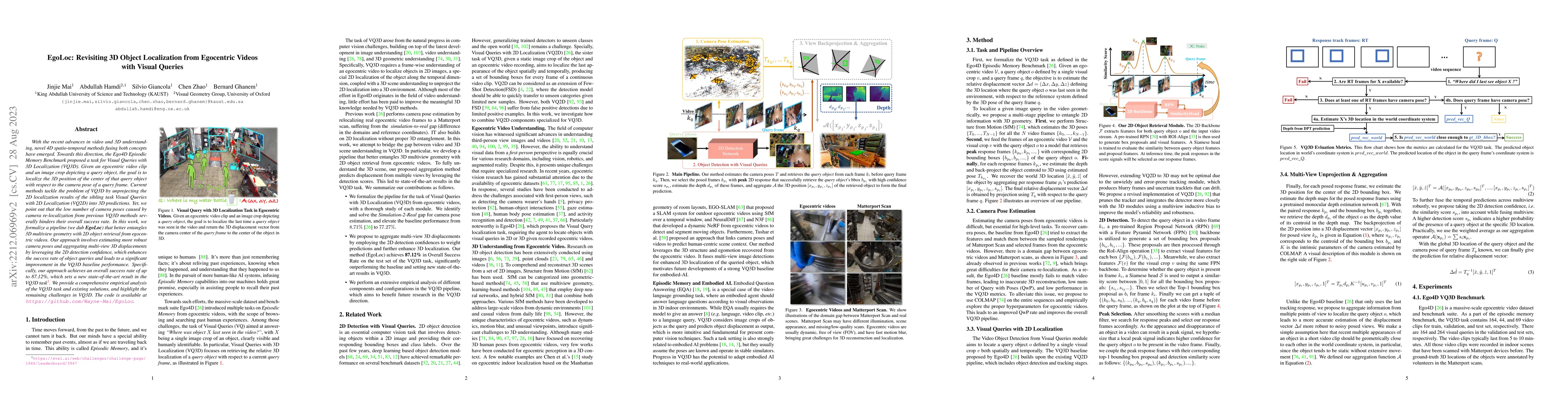Thumbnail for EgoLoc: Revisiting 3D Object Localization from Egocentric Videos with
  Visual Queries