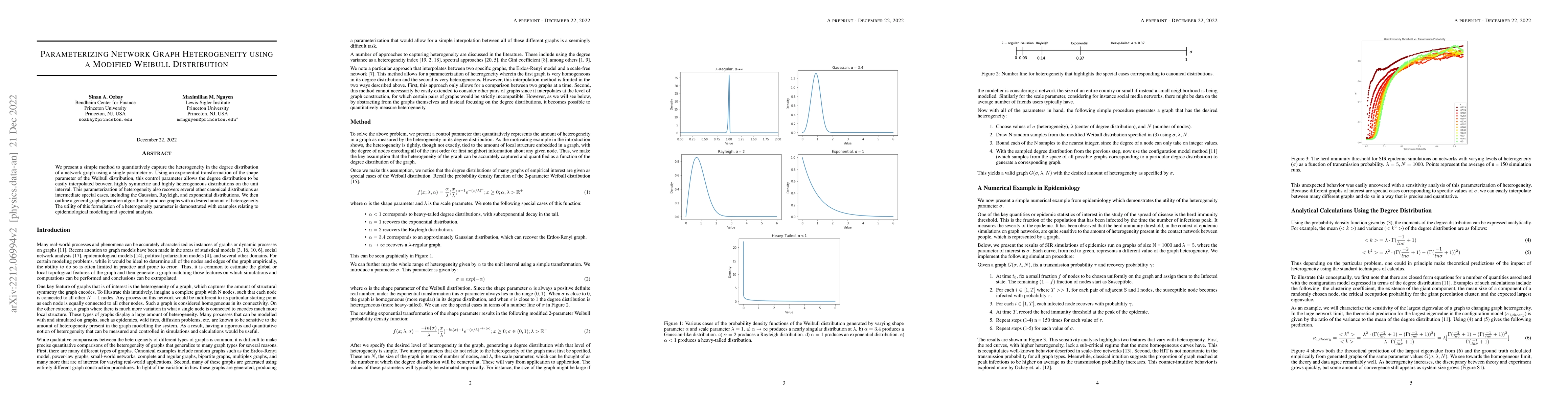 Thumbnail for Parameterizing Network Graph Heterogeneity using a Modified Weibull
  Distribution