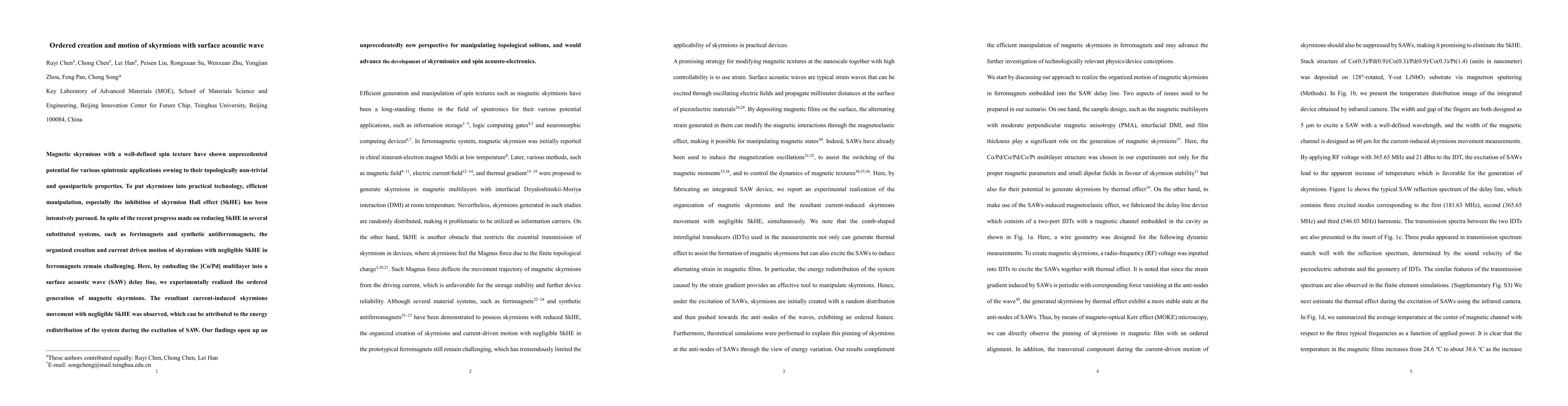 Thumbnail for Ordered creation and motion of skyrmions with surface acoustic wave
