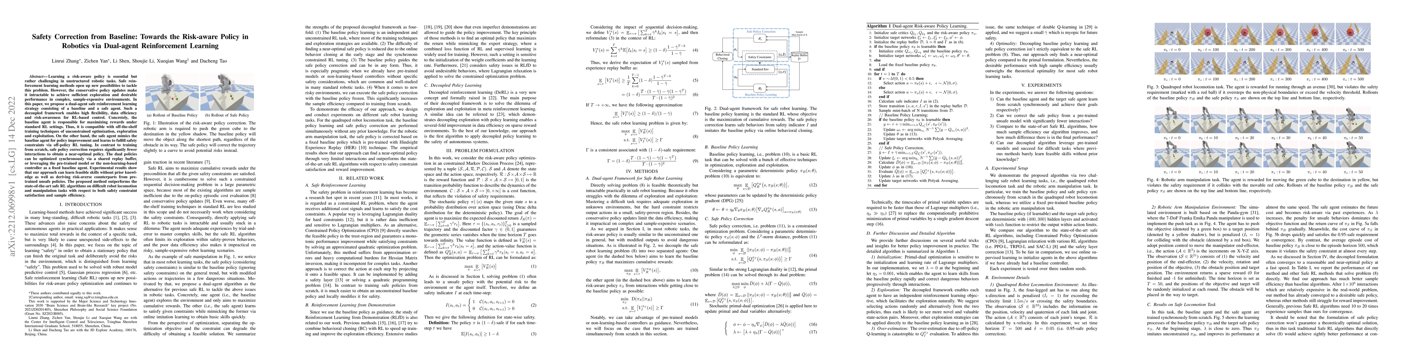 Thumbnail for Safety Correction from Baseline: Towards the Risk-aware Policy in
  Robotics via Dual-agent Reinforcement Learning
