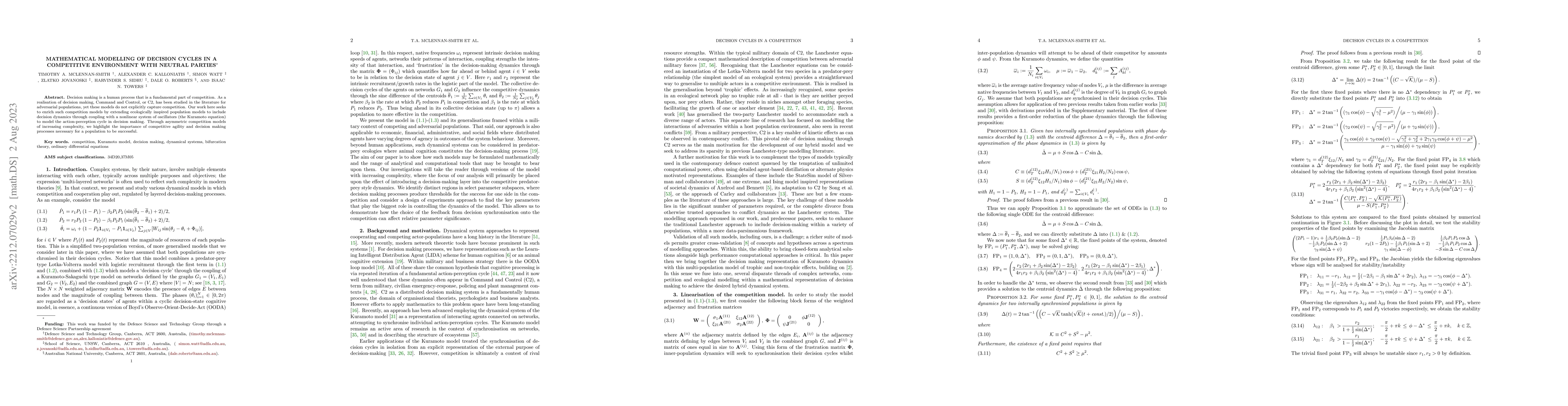 Thumbnail for Mathematical modelling of decision cycles in a competitive environment
  with neutral parties