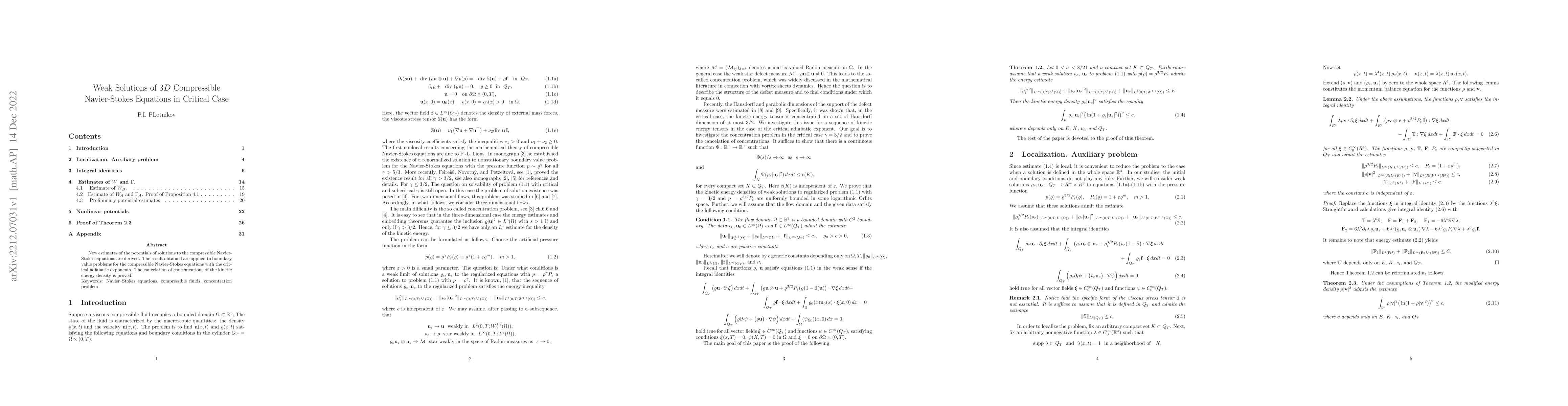 Thumbnail for Weak solutions of 3D compressible Navier-Stokes equations in critical
  case