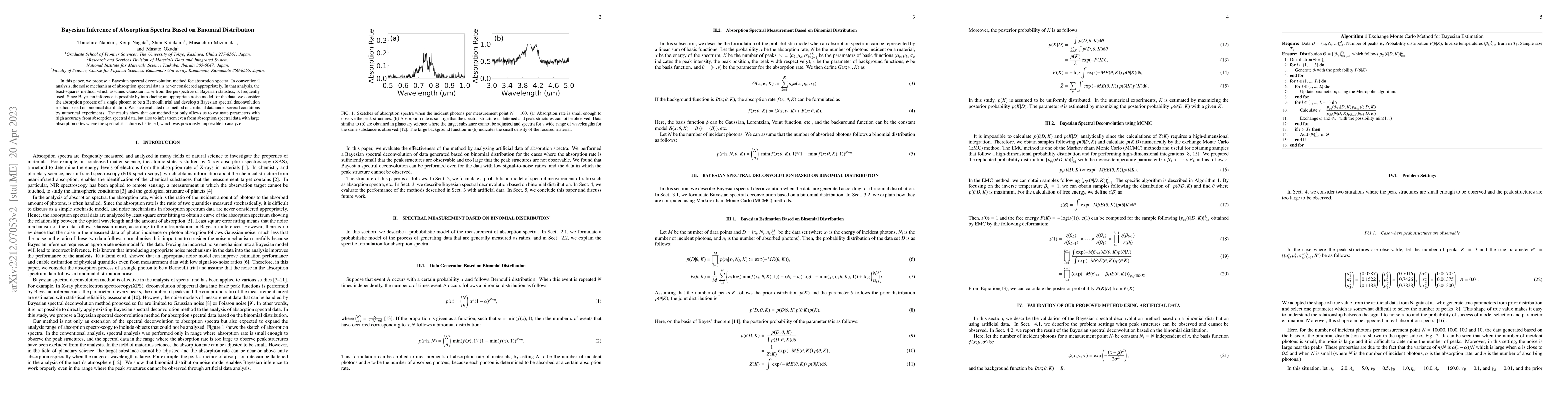 Thumbnail for Bayesian Inference of Absorption Spectra Based on Binomial Distribution