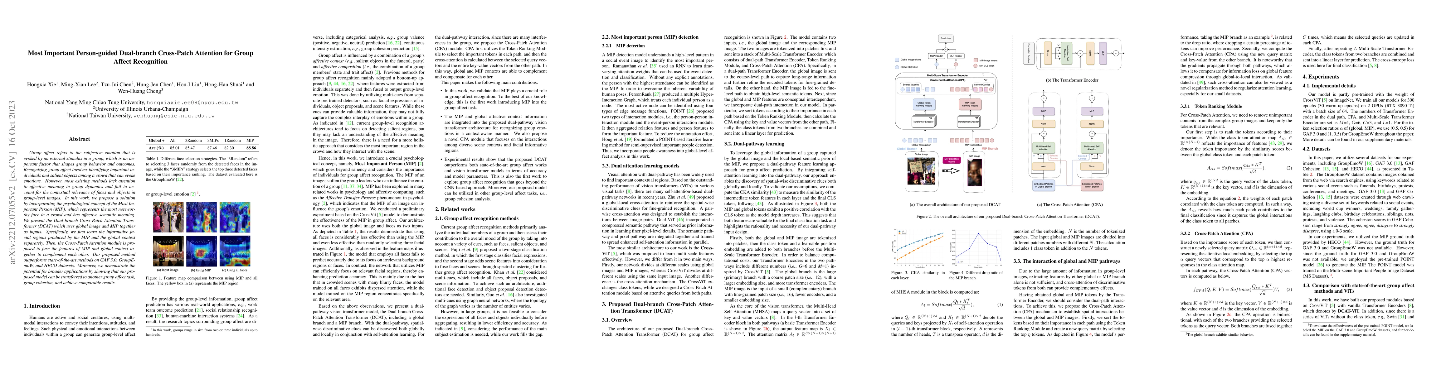Thumbnail for Most Important Person-guided Dual-branch Cross-Patch Attention for Group
  Affect Recognition