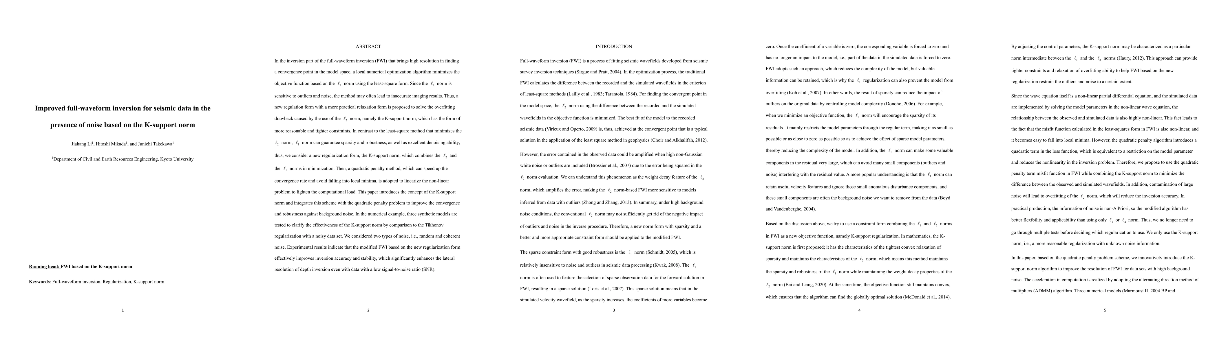 Thumbnail for Improved full-waveform inversion for seismic data in the presence of
  noise based on the K-support norm