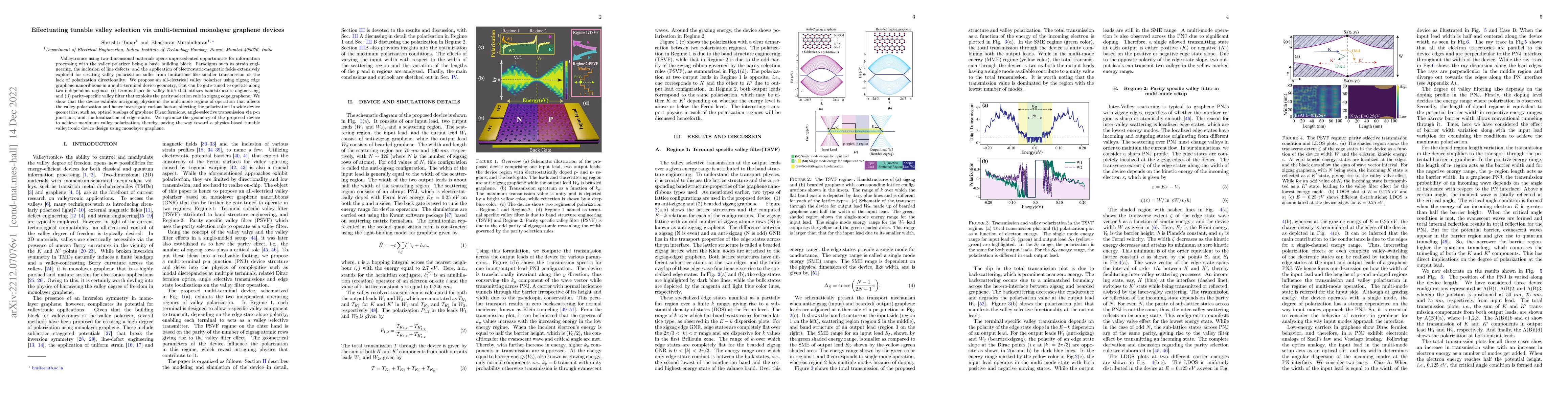 Thumbnail for Effectuating tunable valley selection via multi-terminal monolayer
  graphene devices