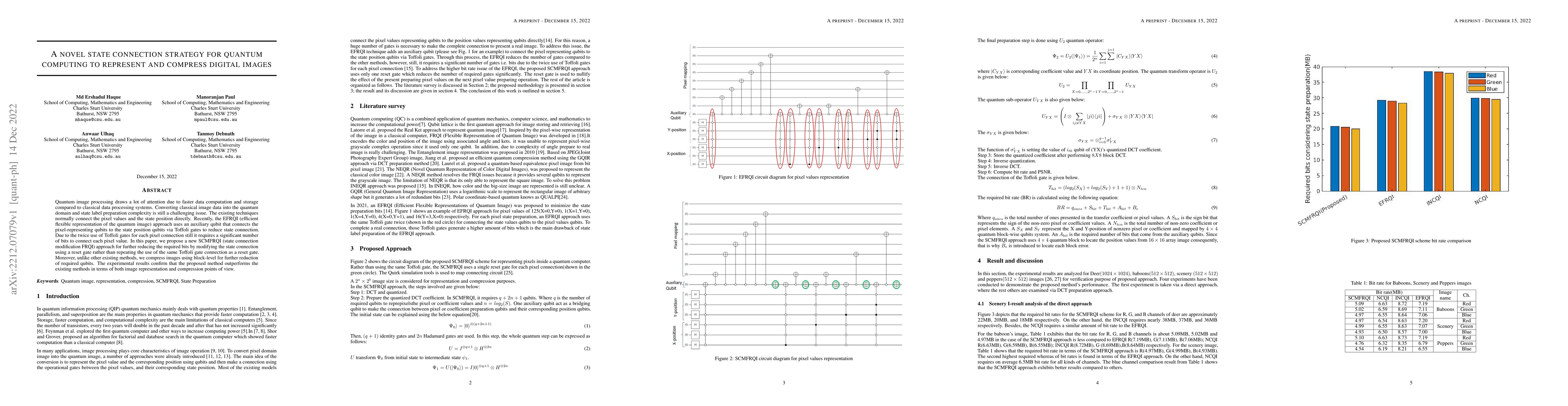 Thumbnail for A novel state connection strategy for quantum computing to represent and
  compress digital images